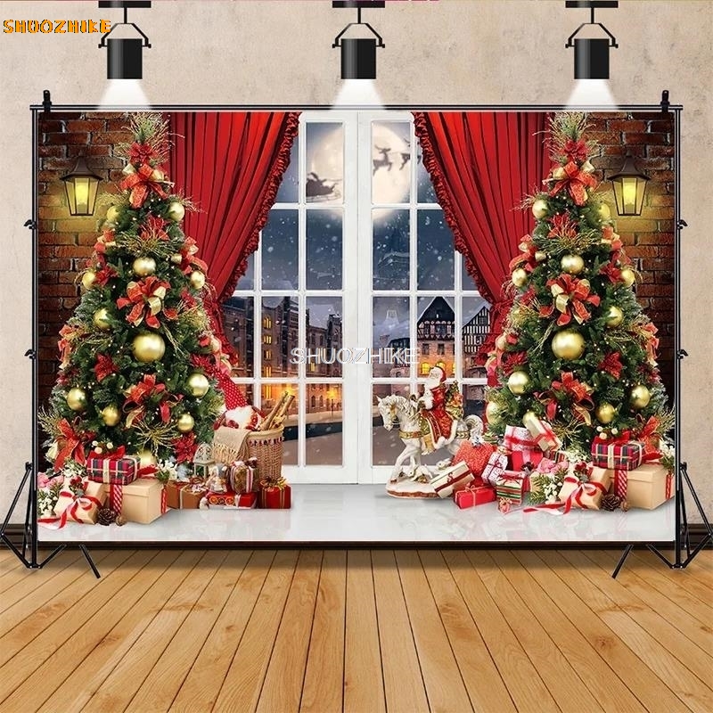 SHUOZHIKE شجرة عيد الميلاد زهر - مراجعة Photography Backdrop Muslin وسعره